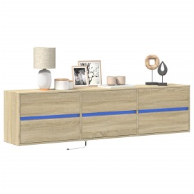 Mueble de TV de pared con LED roble Sonoma 180x31x45 cm by , TV Furniture - Ref: Foro24-3307935, Price: 157,25 €, Discount: %