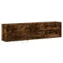 Mueble de TV de pared con LED roble ahumado 180x31x45 cm de , Muebles TV - Ref: Foro24-3307937, Precio: 124,63 €, Descuento: %