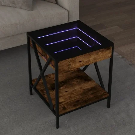 Mesa de centro con Infinity LED roble ahumado 40x40x49 cm by , Coffee table - Ref: Foro24-847694, Price: 64,25 €, Discount: %