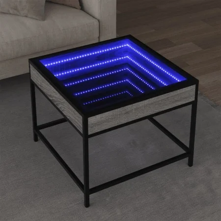 Mesa de centro con Infinity LED gris Sonoma 50x50x41 cm by , Coffee table - Ref: Foro24-847680, Price: 69,31 €, Discount: %