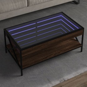 Mesa de centro con Infinity LED marrón roble 90x50x38 cm by , Coffee table - Ref: Foro24-847711, Price: 100,87 €, Discount: %