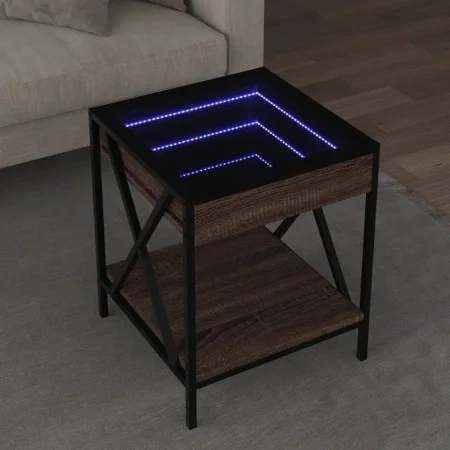Mesa de centro con Infinity LED marrón roble 40x40x49 cm by , Coffee table - Ref: Foro24-847696, Price: 67,51 €, Discount: %