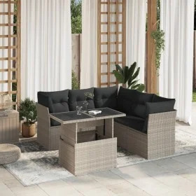 Gartensofagarnitur 6-teilig mit grauen Polstern aus synthetischem Rattan von , Gartensets - Ref: Foro24-3266582, Preis: 477,8...