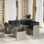 Gartensofagarnitur 6-teilig mit grauen Polstern aus synthetischem Rattan von , Gartensets - Ref: Foro24-3266582, Preis: 477,8...