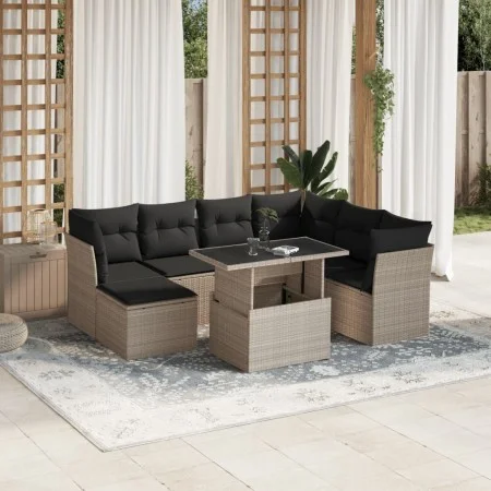 Set de sofás de jardín 8 pzas y cojines ratán sintético gris by , Garden sets - Ref: Foro24-3266762, Price: 592,45 €, Discoun...