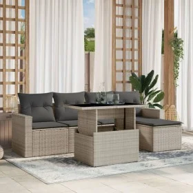 Set de sofás de jardín 6 pzas y cojines ratán sintético gris by , Garden sets - Ref: Foro24-3267242, Price: 434,41 €, Discoun...