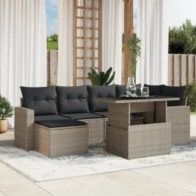 Set de sofás de jardín 7 pzas con cojines ratán PE gris claro von , Gartensets - Ref: Foro24-3267422, Preis: 516,39 €, Rabatt: %