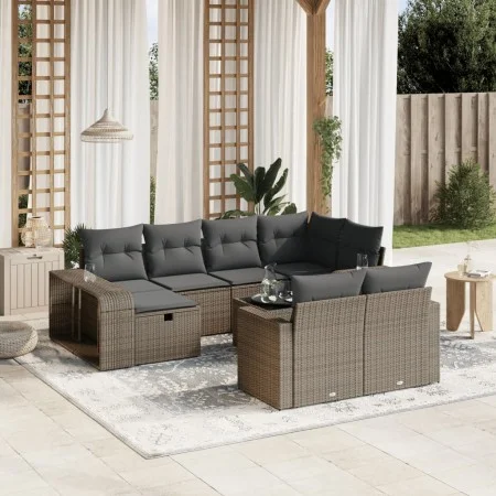 Set de sofás de jardín 11 pzas y cojines ratán sintético gris by , Garden sets - Ref: Foro24-3266252, Price: 668,50 €, Discou...