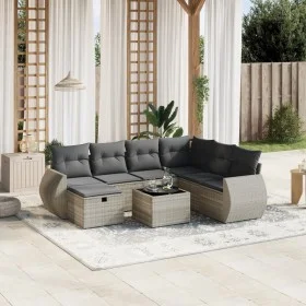 Gartensofagarnitur 8-teilig mit grauen Polstern aus synthetischem Rattan von , Gartensets - Ref: Foro24-3264158, Preis: 549,6...