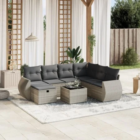 Set de sofás de jardín 8 pzas y cojines ratán sintético gris de , Conjuntos de jardín - Ref: Foro24-3264158, Precio: 549,44 €...