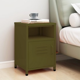 Bedside table in olive green steel, 35x35x51 cm by , Nightstands - Ref: Foro24-336216, Price: 76,94 €, Discount: %