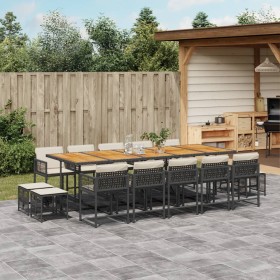 Set comedor de jardín con cojines 15 pzas ratán sintético negro de , Conjuntos de jardín - Ref: Foro24-3211539, Precio: 948,2...