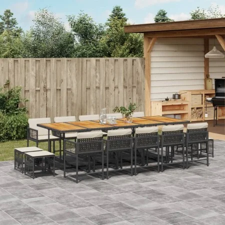 Garden dining set with 15-piece black synthetic rattan cushions by , Garden sets - Ref: Foro24-3211539, Price: 910,27 €, Disc...