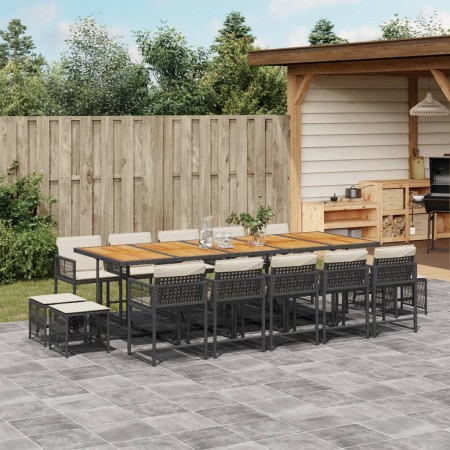 Garten-Essgruppe mit 15-teiligen Kissen aus schwarzem Kunststoff-Rattan. von , Gartensets - Ref: Foro24-3211539, Preis: 948,2...