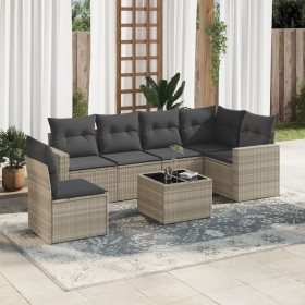 Gartensofagarnitur 7-teilig mit Polstern, helles graues PE-Rattan von , Gartensets - Ref: Foro24-3219032, Preis: 481,20 €, Ra...