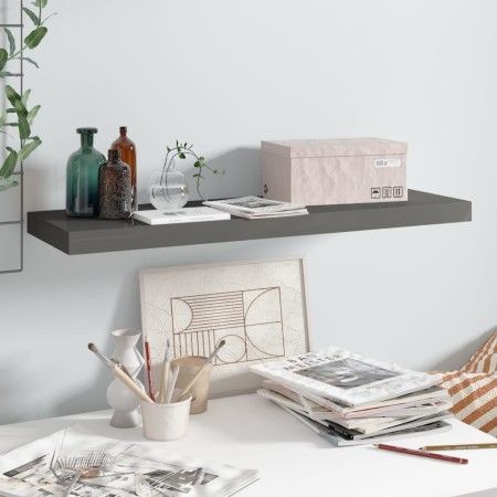 Glossy gray MDF floating wall shelf 80x23.5x3.8 cm by vidaXL, Shelves and shelves - Ref: Foro24-323793, Price: 20,90 €, Disco...