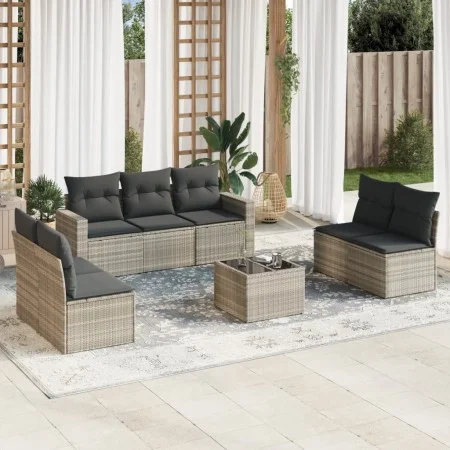 Garden sofa set 8 pieces and gray synthetic rattan cushions by , Modular outdoor sofas - Ref: Foro24-3251179, Price: 518,28 €...