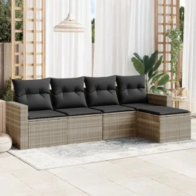 Garden sofa set and cushions 5 pieces light gray synthetic rattan by , Modular outdoor sofas - Ref: Foro24-3251229, Price: 33...