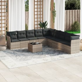 Gartensofa-Set, 10-teilig, mit Kissen, aus hellem grauen Kunststoff-Rattan. von , Gartensets - Ref: Foro24-3217792, Preis: 67...