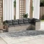 Garden sofa set 6 pieces and gray synthetic rattan cushions by , Garden sets - Ref: Foro24-3217662, Price: 428,40 €, Discount: %