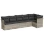 Garden sofa set 6 pieces and gray synthetic rattan cushions by , Garden sets - Ref: Foro24-3217662, Price: 428,40 €, Discount: %