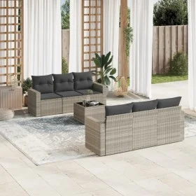 7-piece garden sofa set with light gray PE rattan cushions by , Modular outdoor sofas - Ref: Foro24-3251049, Price: 498,67 €,...