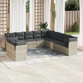 Garden sofa set 11 pieces and gray synthetic rattan cushions by , Garden sets - Ref: Foro24-3217882, Price: 775,40 €, Discoun...