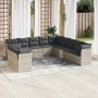 Gartensofagarnitur 11-teilig mit grauen Polstern aus synthetischem Rattan von , Gartensets - Ref: Foro24-3217882, Preis: 788,...