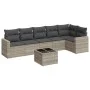 7-piece garden sofa set with light gray PE rattan cushions by , Garden sets - Ref: Foro24-3218992, Price: 472,83 €, Discount: %