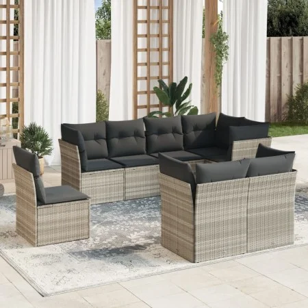 Garden sofa set 8 pieces and gray synthetic rattan cushions by , Garden sets - Ref: Foro24-3217932, Price: 590,21 €, Discount: %