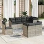 Garden sofa set 8 pieces and gray synthetic rattan cushions by , Garden sets - Ref: Foro24-3217932, Price: 590,21 €, Discount: %