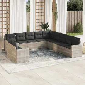 Garden sofa set 11 pieces and gray synthetic rattan cushions by , Garden sets - Ref: Foro24-3219182, Price: 800,81 €, Discoun...