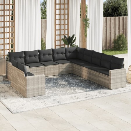 Garden sofa set 11 pieces and gray synthetic rattan cushions by , Garden sets - Ref: Foro24-3219182, Price: 784,55 €, Discoun...