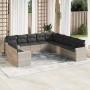 Garden sofa set 11 pieces and gray synthetic rattan cushions by , Garden sets - Ref: Foro24-3219182, Price: 784,55 €, Discoun...