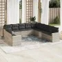 Garden sofa set 11 pieces and gray synthetic rattan cushions by , Garden sets - Ref: Foro24-3219182, Price: 800,81 €, Discoun...