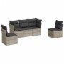 Gartensofa-Set und Kissen, 5-teilig, aus hellem grauem Kunststoff-Rattan. von , Gartensets - Ref: Foro24-3217352, Preis: 363,...