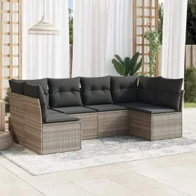 Gartensofagarnitur 6-teilig mit grauen Polstern aus synthetischem Rattan von , Gartensets - Ref: Foro24-3217392, Preis: 409,7...