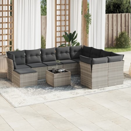 Garden sofa set 11 pieces and gray synthetic rattan cushions by , Garden sets - Ref: Foro24-3218602, Price: 709,97 €, Discoun...