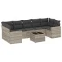 Garden sofa set 8 pieces and gray synthetic rattan cushions by , Garden sets - Ref: Foro24-3218732, Price: 556,94 €, Discount: %