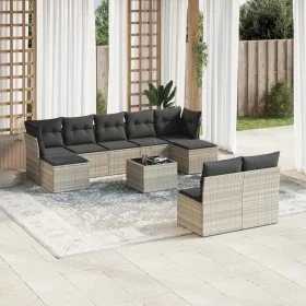 Set of 10-piece garden sofas with light gray synthetic rattan cushions by , Garden sets - Ref: Foro24-3218282, Price: 622,64 ...