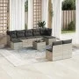 Set of 10-piece garden sofas with light gray synthetic rattan cushions by , Garden sets - Ref: Foro24-3218282, Price: 622,64 ...