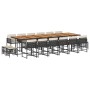 Set de muebles jardín 17 pzas con cojines ratán sintético negro