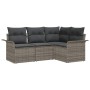 Conjunto de sofá de jardín con cojín 4 pcs Gris Poliratán