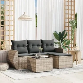 Garden sofa set and cushions 5 pieces light gray synthetic rattan by , Garden sets - Ref: Foro24-3253619, Price: 348,78 €, Di...