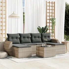 7-piece garden sofa set with light gray PE rattan cushions by , Garden sets - Ref: Foro24-3254069, Price: 456,98 €, Discount: %