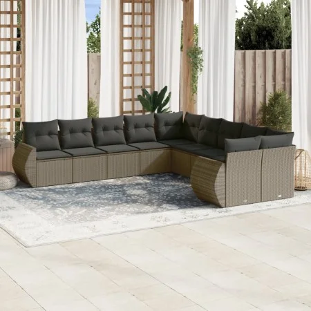 Set of 10-piece garden sofas with light gray synthetic rattan cushions by , Garden sets - Ref: Foro24-3254249, Price: 725,07 ...