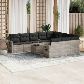 Garden sofa set 11 pieces and gray synthetic rattan cushions by , Garden sets - Ref: Foro24-3253039, Price: 745,08 €, Discoun...