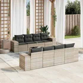Garden furniture set 9 pieces and light gray synthetic rattan cushions by , Garden sets - Ref: Foro24-3254689, Price: 667,05 ...