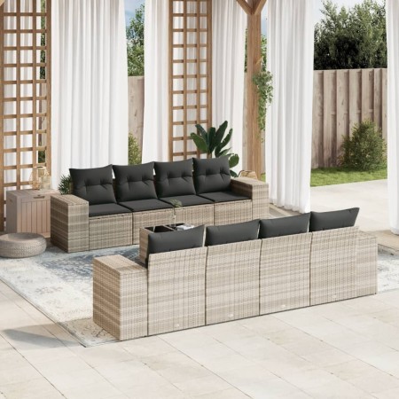 Gartenmöbel-Set 9-teilig mit Kissen aus hellem grauem Kunst-Rattan. von , Gartensets - Ref: Foro24-3254689, Preis: 640,91 €, ...