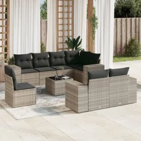 Garden furniture set 9 pieces and light gray synthetic rattan cushions by , Garden sets - Ref: Foro24-3255189, Price: 698,97 ...